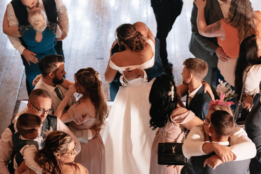 Documentary-style wedding photography of the wedding party