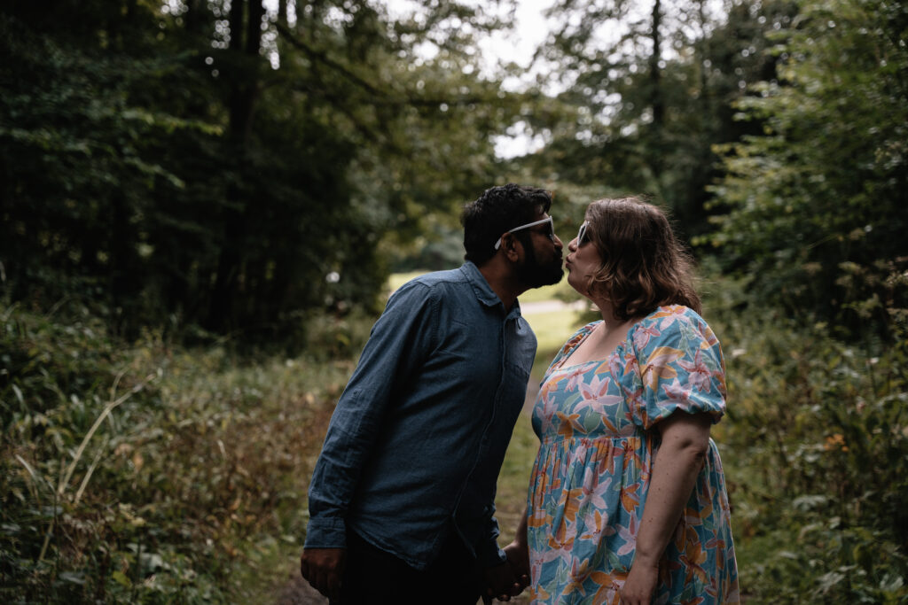 An engagement photoshoot amongst the trees 