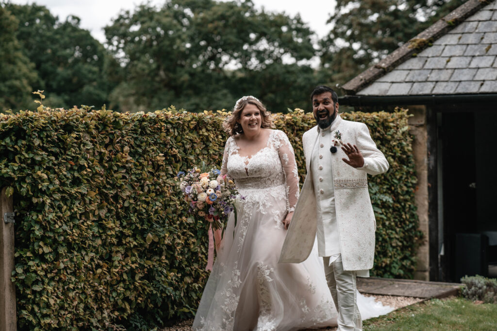 Couple after their ceremony soaking in the moment together which was scheduled into their wedding day timeline
