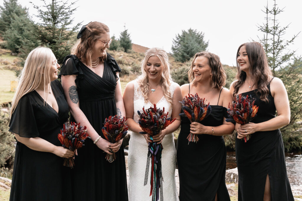 The bride and bridal having portraits together which was scheduled into their wedding day timeline